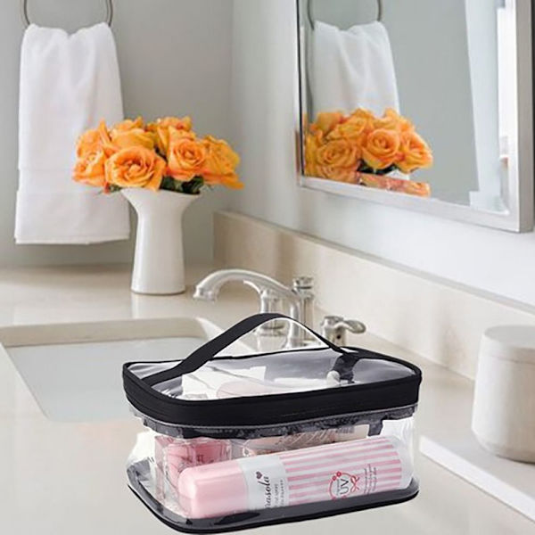 PVC Tasker Lynlås Kosmetiske Tasker SORT BLACK