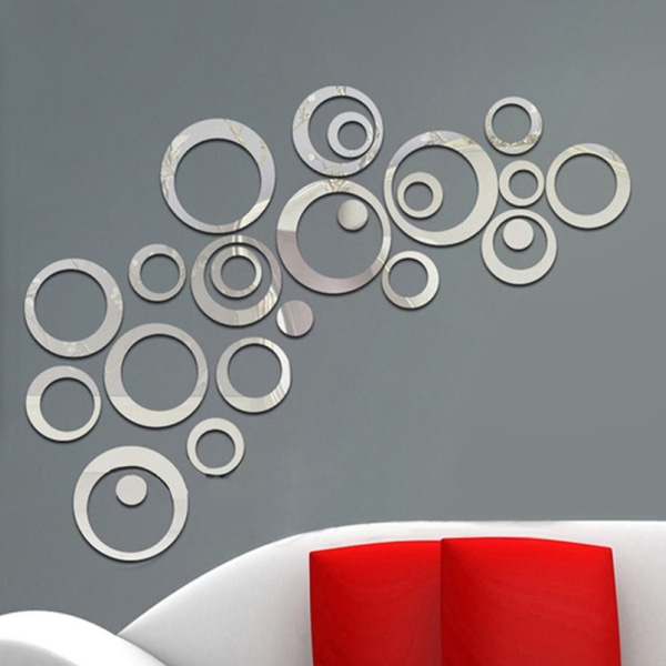 Art Mirror Effect Wall Sticker RØD Red