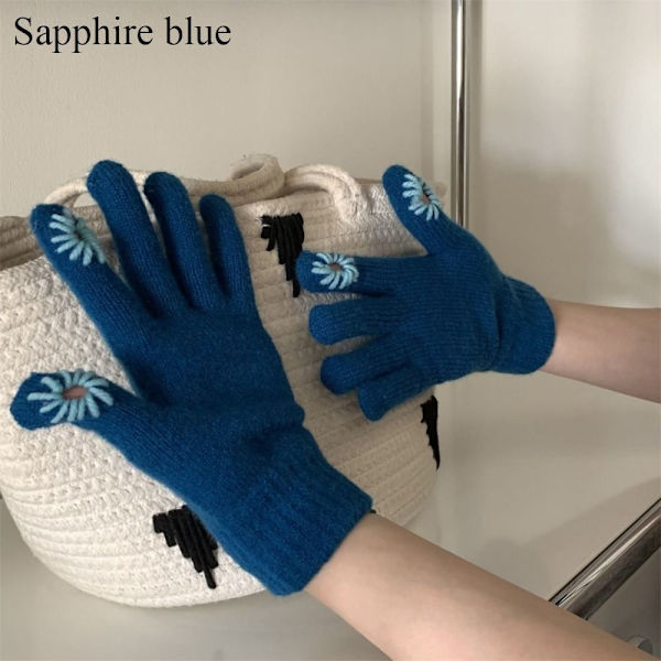 Stickade handskar Varma handskar SAPPIRBLÅ sapphire blue