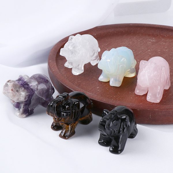 2" Crystal Elephant Healing Stone Figuuri RAUANHANKINEN KRISTALLI