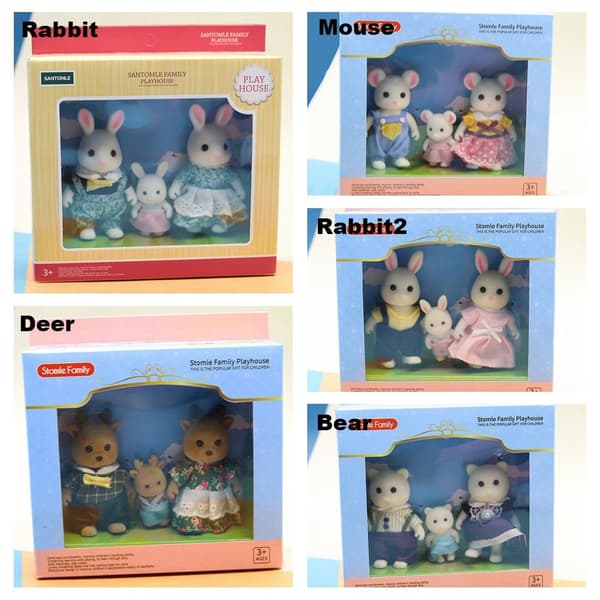 Metsäeläinperheen nukke Sarjakuva Rabbit Bear Rabbit Rabbit rabbit