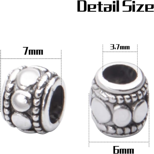 Stora hålpärlor Hålpärlor Charms Silver Spacer Beads