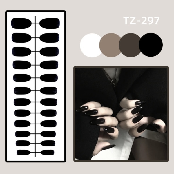 24st Enfärgade falska naglar Långa runda lösnaglar TZ-297 TZ-297