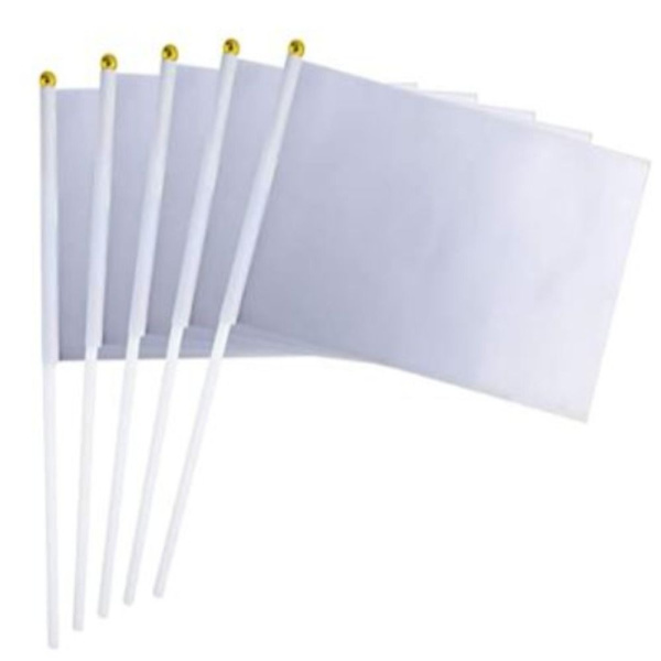 25 stk. hvide flag mini almindelig blanke