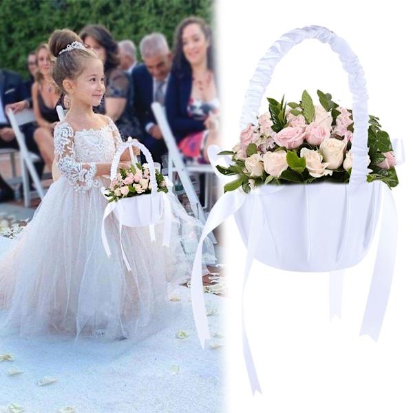 Bröllopsblomkorg Blomsterflicka Spets Pärla