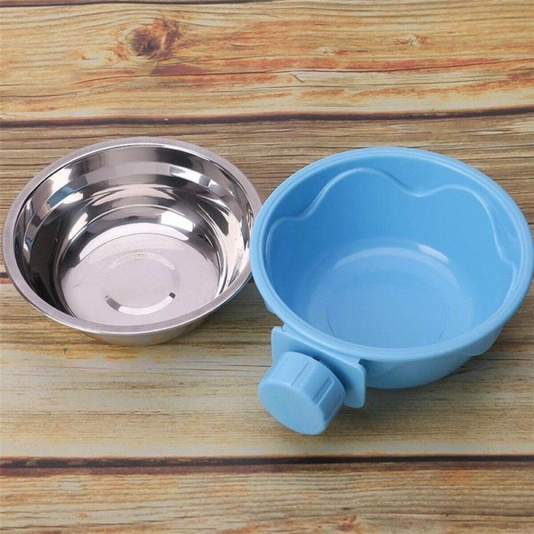 Pet Dog Rostfritt stål Hängande matvattenskål Pink