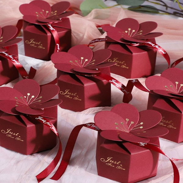 10 kpl Wedding Favor Box Suklaa karkkirasiat VIININ PUNAINEN Wine Red
