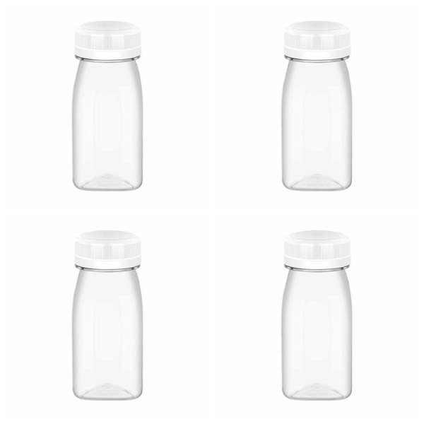 4 Stk Juiceflasker Klare drikkebeholdere HVIT LOKK HVIT LOKK White Lid