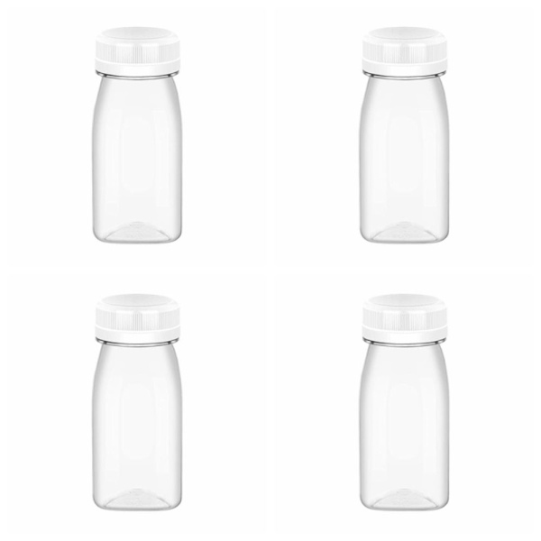 4 Stk Juiceflasker Klare drikkebeholdere HVIT LOKK HVIT LOKK White Lid