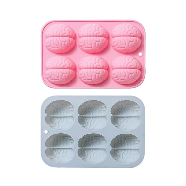 1/2 stk 3D Human Brain Molds Brain Modeling Mold ROSA&BLÅ pink&blue