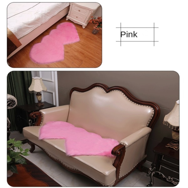 Dobbelt hjerteformet gulvtæppe Love Sofapuder Mat PINK Pink