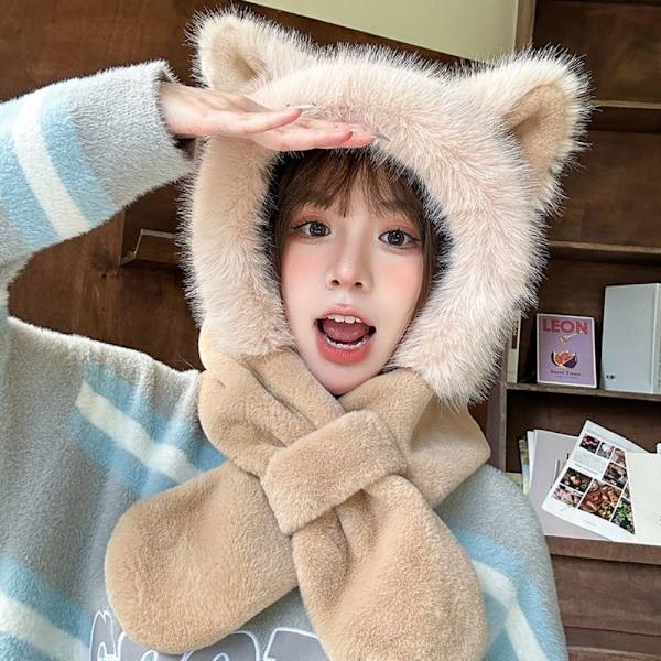 Vinterlue Fox Ears Hat KHAKI KORT KORT Khaki Short-Short