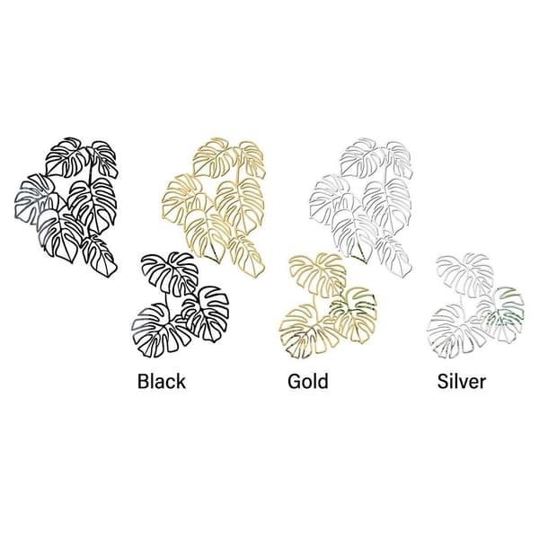 1 Sæt 3D Wall Stickers Hollow Line Leaf SORT black