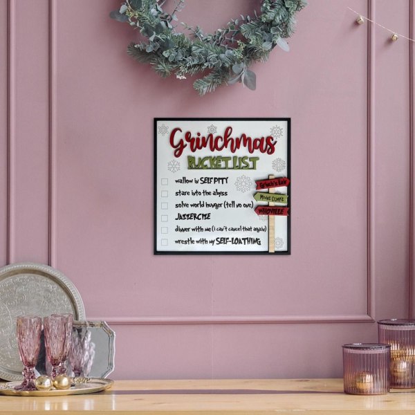 Trä jul önskelista julhänge Xmas prydnad