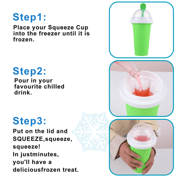 1 kpl Pakastemaaginen Puristuskuppi Slushie-Valmistaja Kuppi vihreä