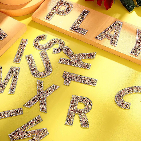 52 stykker Rhinestone Letter Stickers A-Z Letter Glitter Sticker