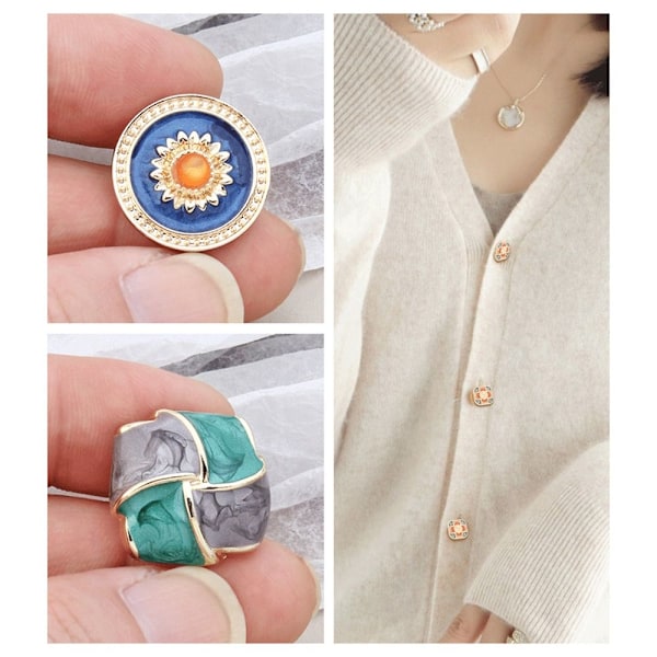 10 stk metal blomsterknapper Rhinestone knap E E E