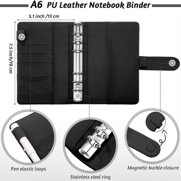 A6 Budget Binder Notebook Planner MUSTA Black