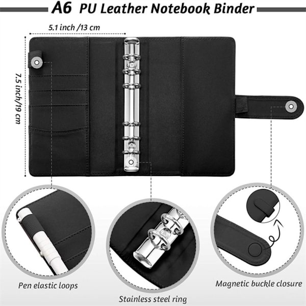 A6 Budget Binder Notebook Planner SORT Black