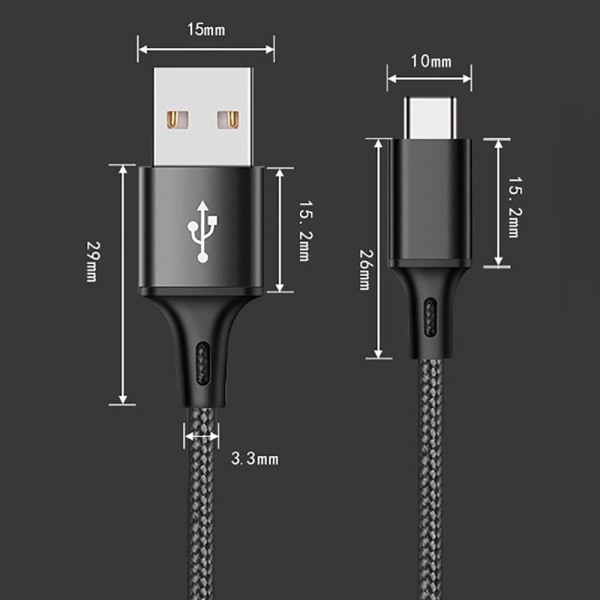 Hurtiglading Type-C datakabel SVART ANDROID ANDROID BLACK Android-Android
