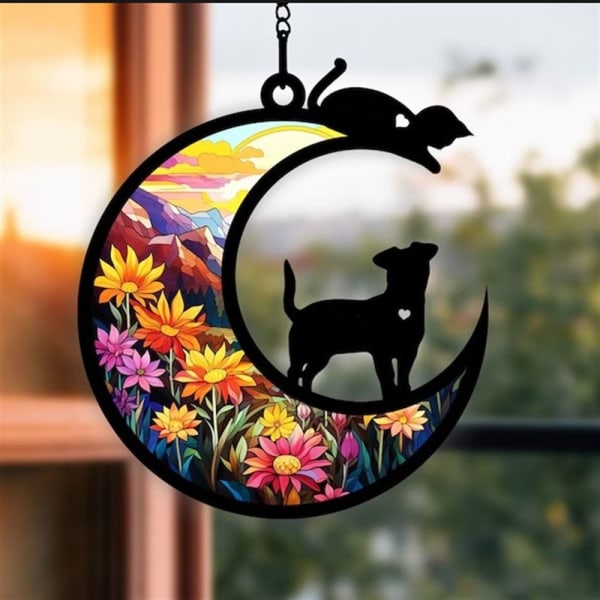 Halloween Cat Charms Måneformede kattedørskranse B B B