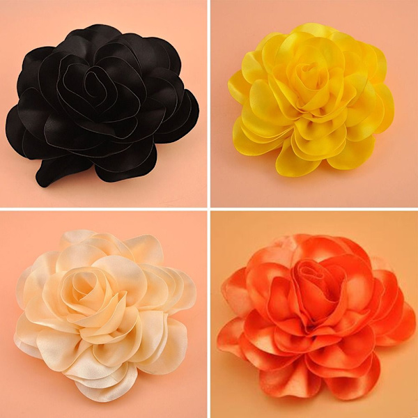 Hårklemme Satin Flower SORT Black
