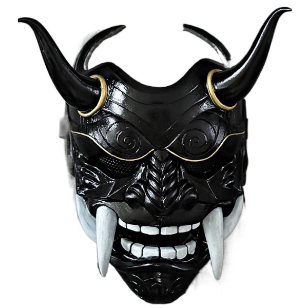 Halloween Akabane Mask Huvudbonader Samurai Noh Kabuki Prajna Devil Cosplay Mask Gray