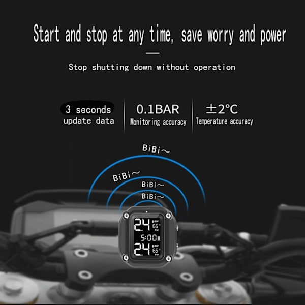 Motorsykkel Tpms dekktrykkovervåking 2 2 2