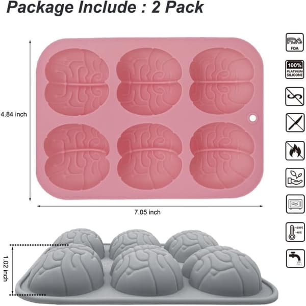 1/2 stk 3D Human Brain Molds Brain Modeling Mold ROSA pink