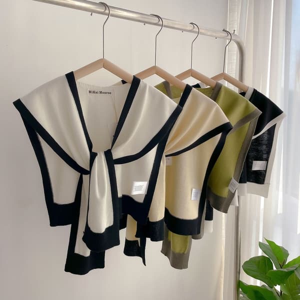 Stickad Sjal Fake Collar GRÅ grey