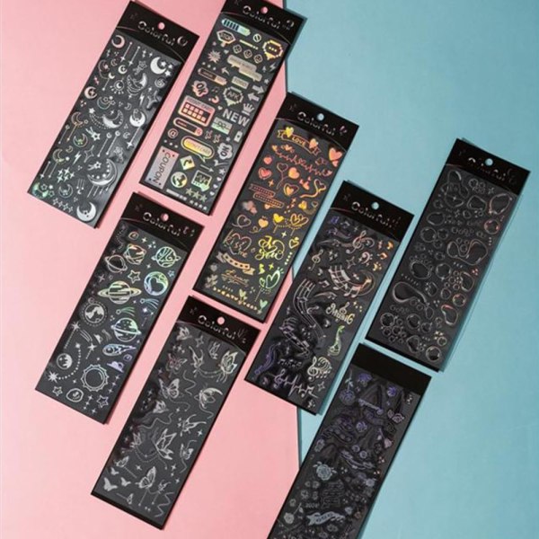 16 ark holografiske klistermærker Deco Stickers Glitter Stickers
