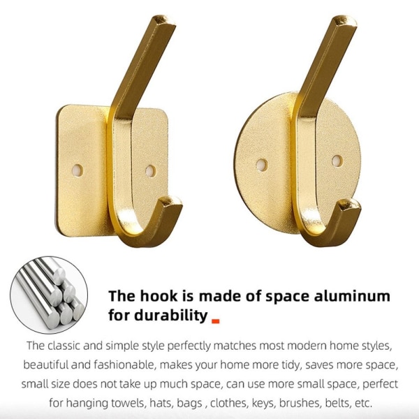 4stk Håndklekrok selvklebende kroker GULL SQUARE SQUARE gold Square-Square