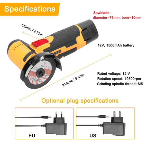 Kulmahiomakone Sähköhioma KELTAINEN US 2*AKKU US 2*AKKU yellow US 2*battery-US 2*battery