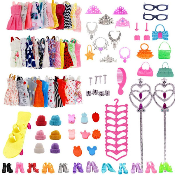 1 set Random Nukke Vaatteet Asusteet Kengät Mekko 68 KPL 68 KPL 68PCS