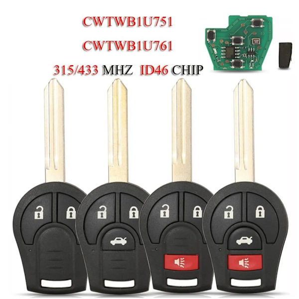 Bil fjernbetjening Fjernnøgle 433MHZ 4 KNAPPER 433MHZ 4 KNAPPER 433MHz 4 buttons
