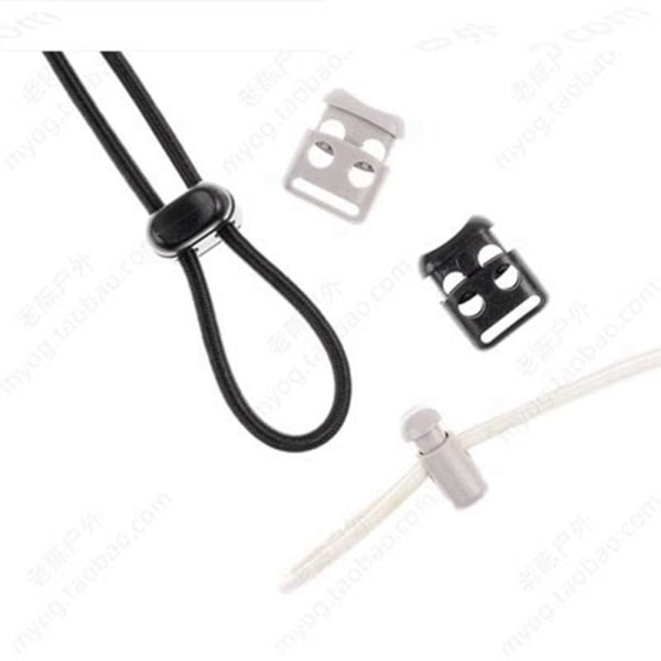 5 stk. Tactical Cord Lock Toggle Stopper GRÅ&HVID Grey&White