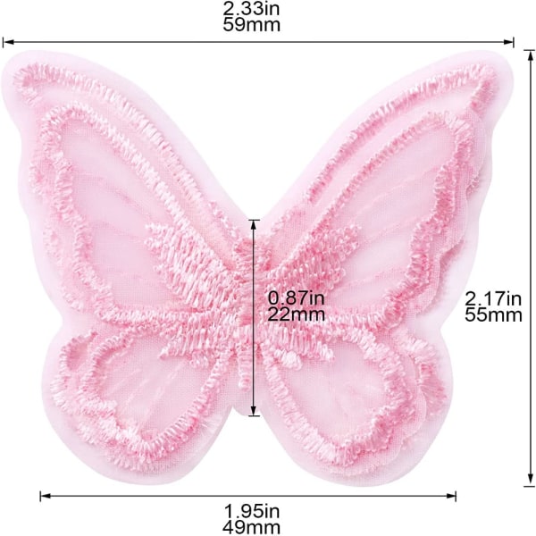 Dobbel sommerfuglbroderiapplikasjon Rosa sommerfuglsommerfugl