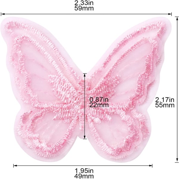 Double Butterfly Embroidery Applique Pink Butterfly Butterfly