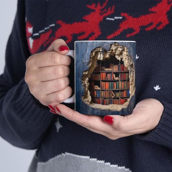 3D Bokhylla Mugg En Bibliotekshylla Kopp 2 2 2