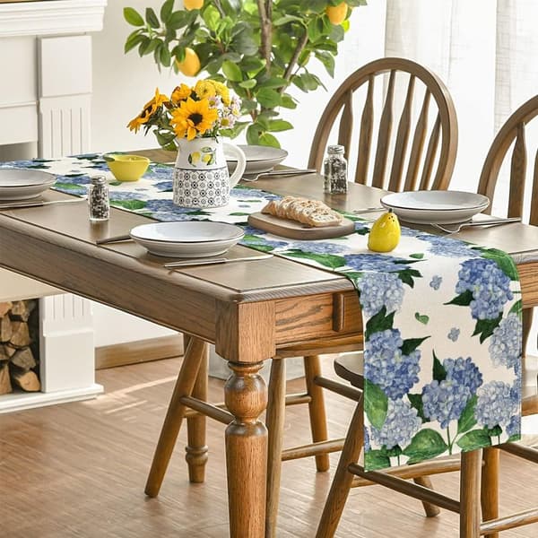 2 kpl Hydrangea Table Runner Floral Table Runner Kukkapöytä Purple 2 Pcs-2 Pcs