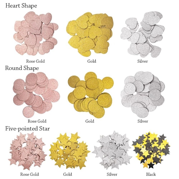 200 stk papirkonfetti papirrester SØLVHJERTEFORM HJERTE Silver Heart Shape-Heart Shape