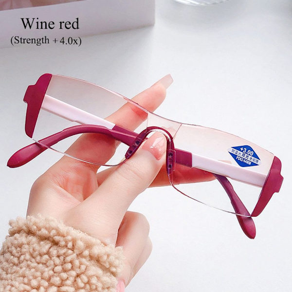 Presbyopia Briller Læsebriller VINRØD STYRKE 4,00 wine red Strength 4.00-Strength 4.00