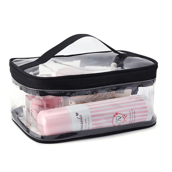 PVC Tasker Lynlås Kosmetiske Tasker SORT BLACK