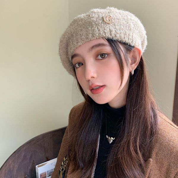 Neulottu hattu barettihattu HARMAA Gray