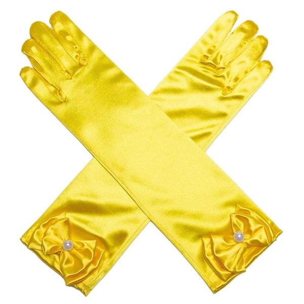 Barn Långa Handskar Full Finger Vantar GUL yellow