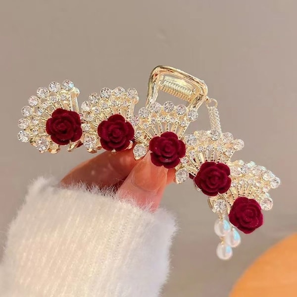 Premium hårklämma Rose Fringe Grab C C C