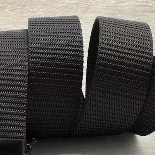 Nylon flettet bælte automatisk spænde linning SORT black