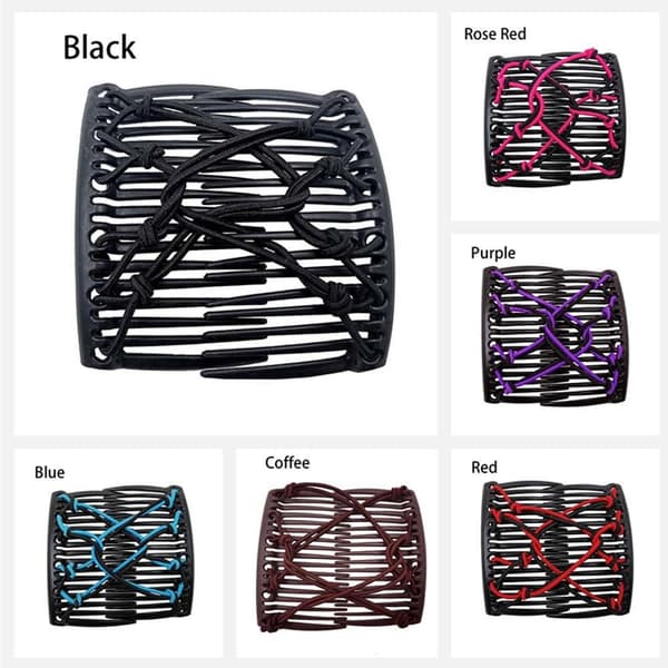 Elastisk tau Pan Hårklemmer Lazy Comb RØD RED