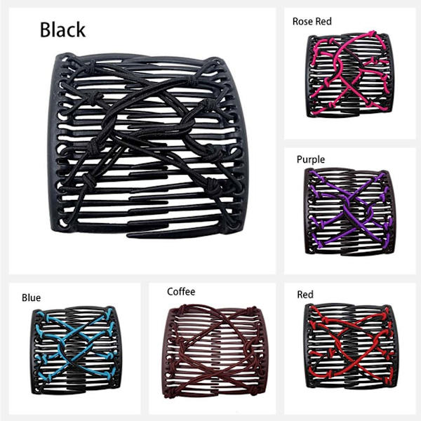 Elastiskt rep Pan Hårklämmor Lazy Comb ROSE RED ROSE RED