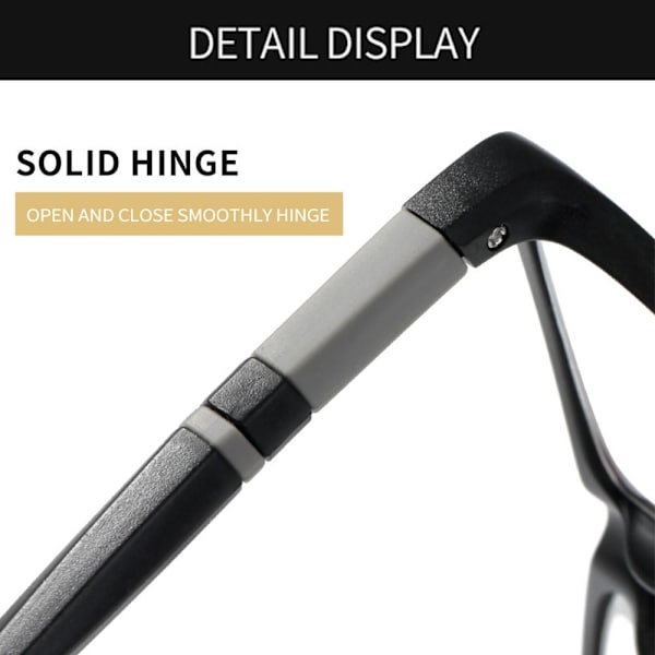 Anti-blåt lys læsebriller Aflange briller SORT Black Strength 350